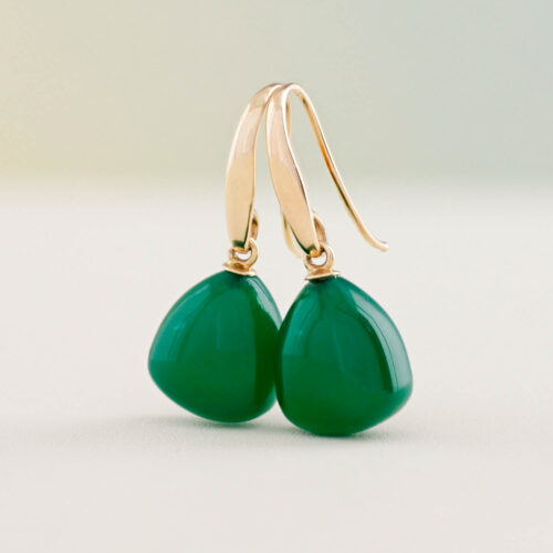 Parker oorhangers, geelgoud, groene onyx