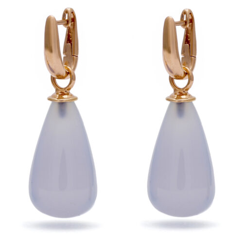Creolen oorhangers, roségoud, chalcedoon