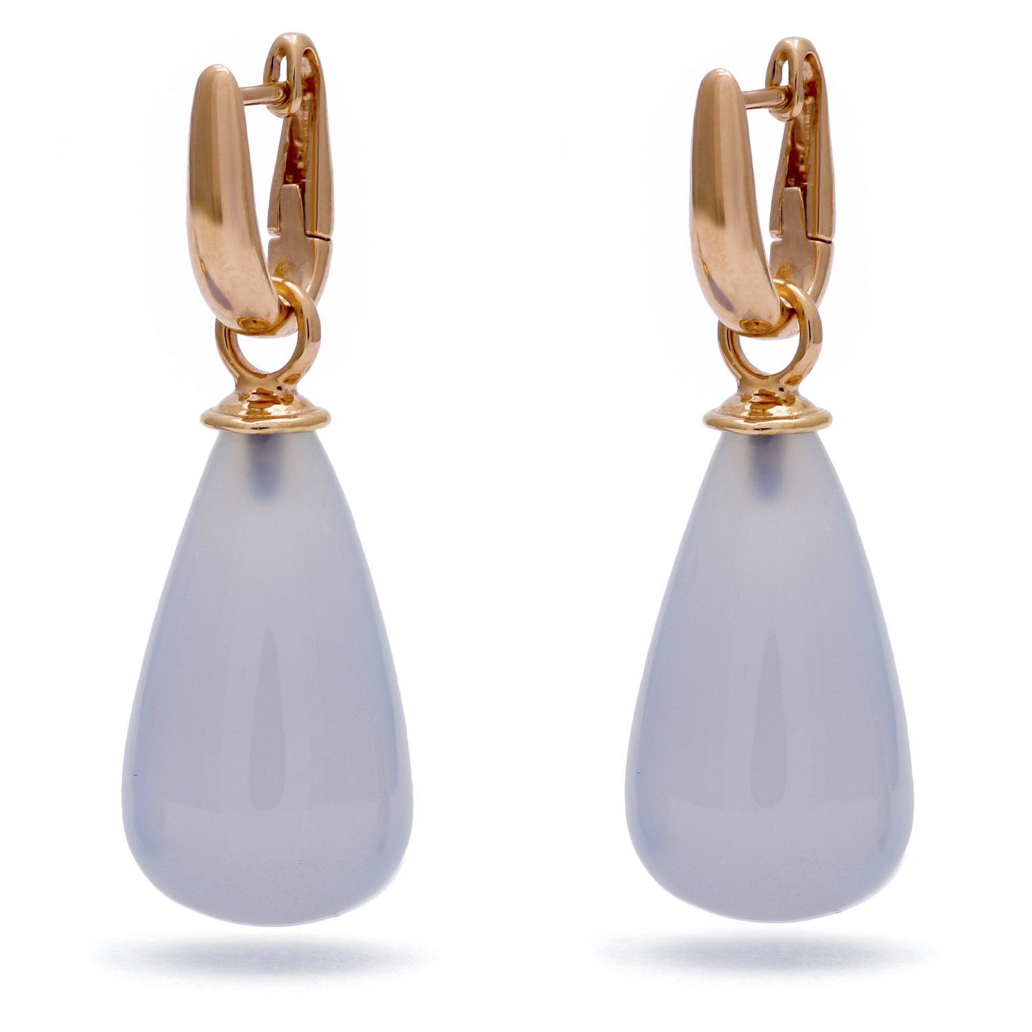 Creolen oorhangers, roségoud, chalcedoon