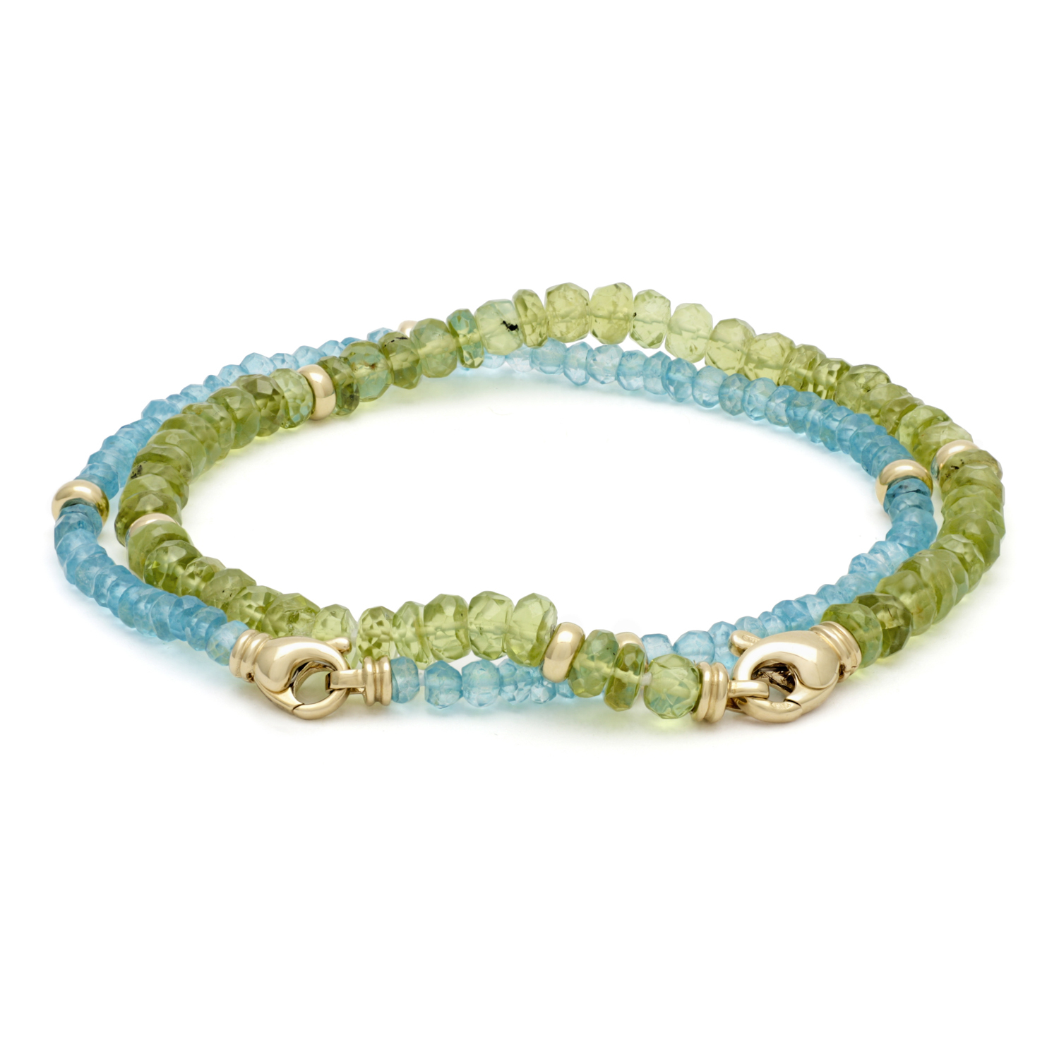 Armband, geelgoud, peridot