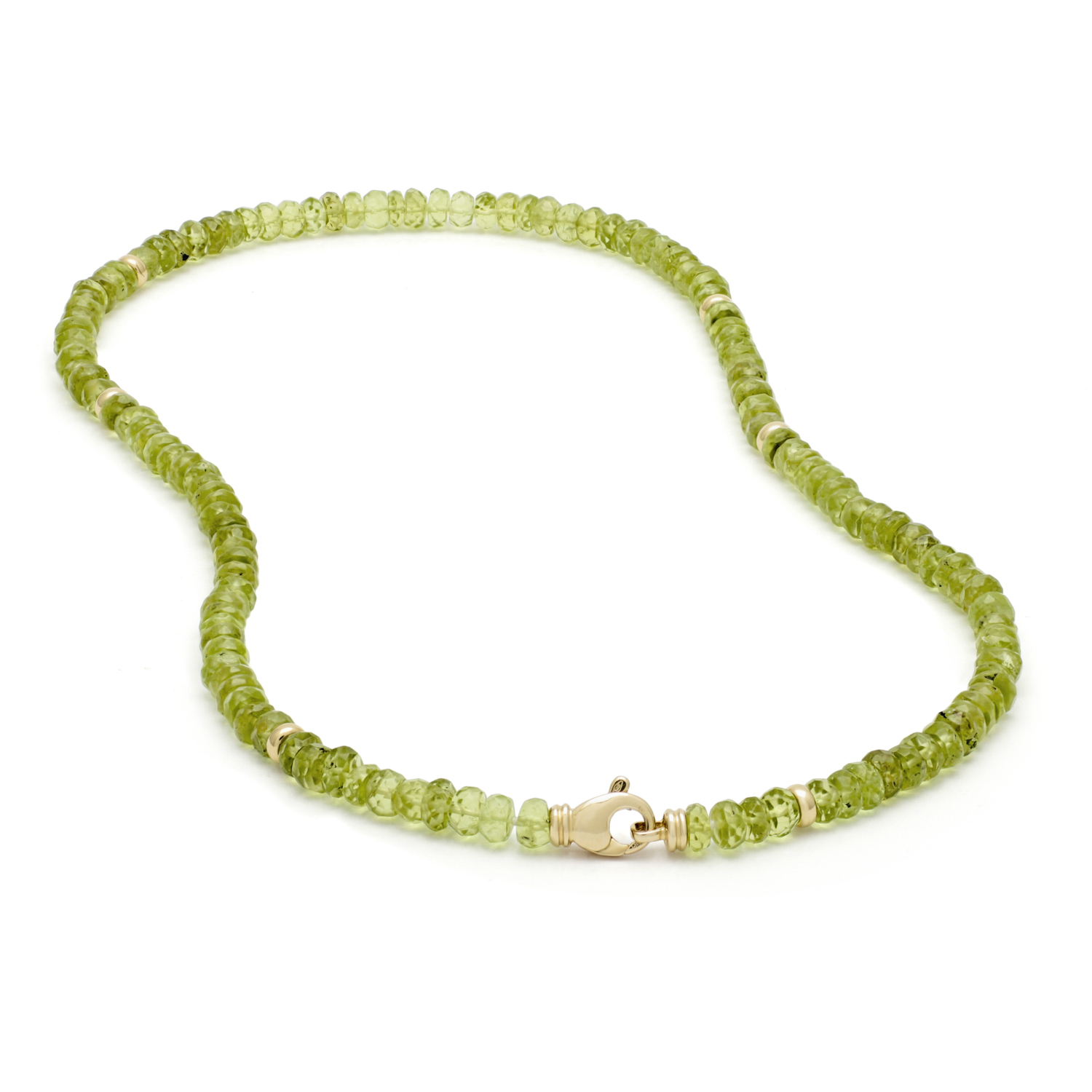 Collier, geelgoud, peridot