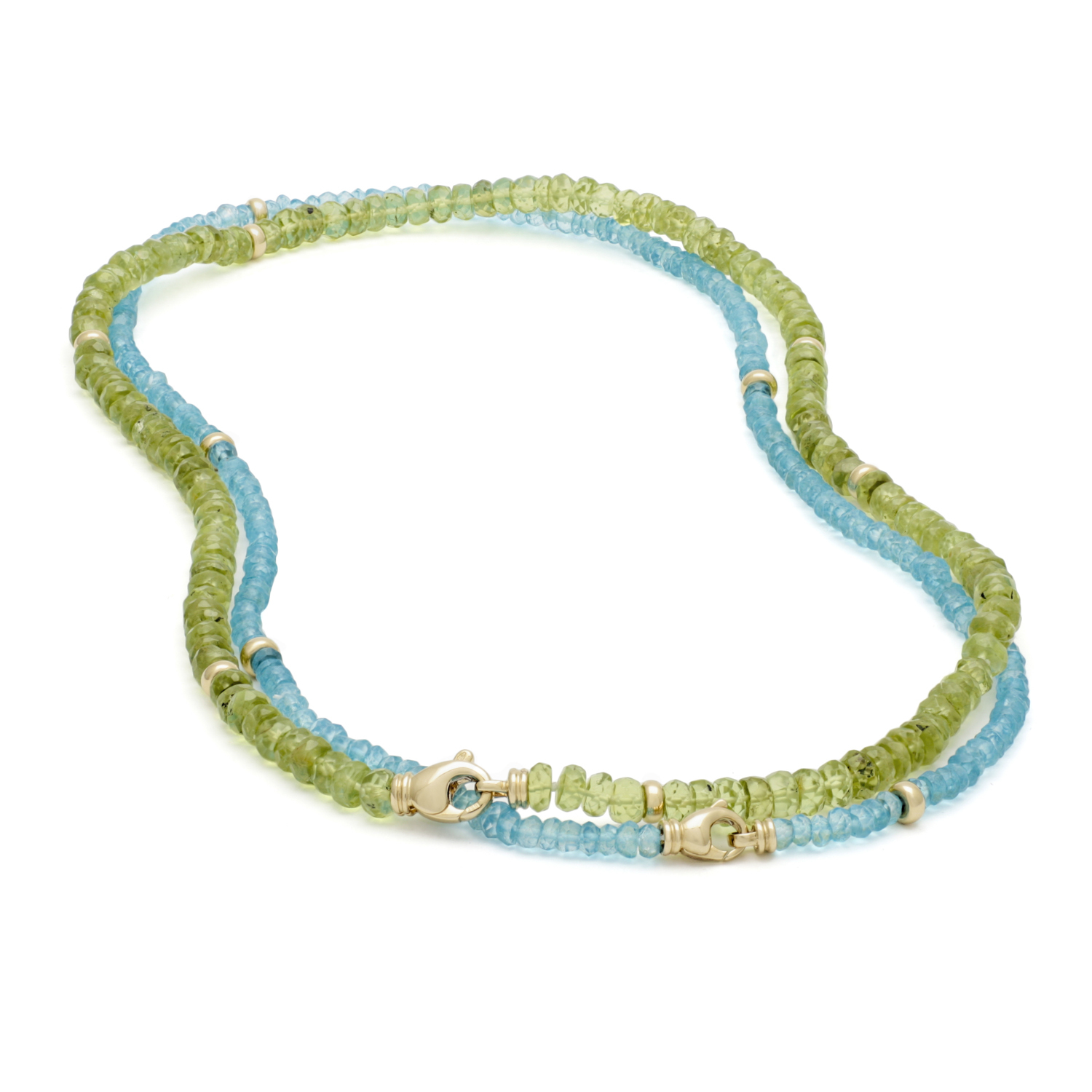 Collier, geelgoud, peridot