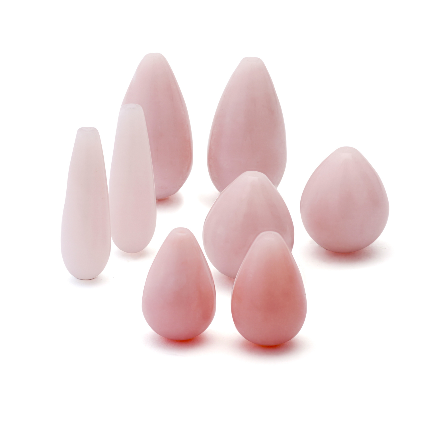 Creolen oorhangers, roségoud, roze opaal